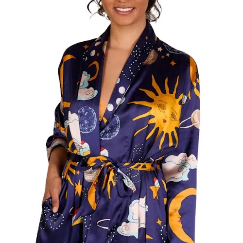 Navy Disco Space Satin Dressing Gown, €59.95