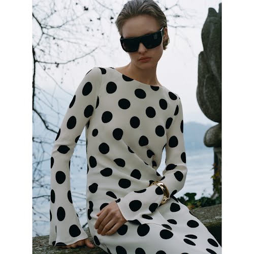 Flared Sleeve Polka Dot Dress, €79.99